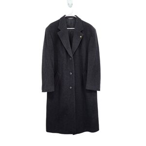 Andrew Fezza Men's Cashmere Blend Button Front Long Coat Charcoal